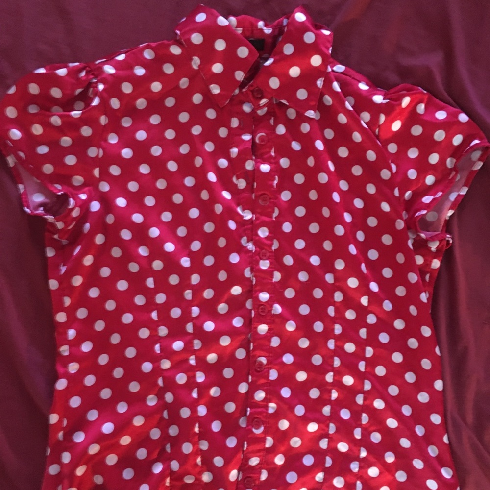 🤡 5 for 20 🤡 red/white polka dot top